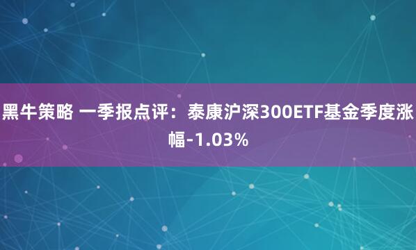 黑牛策略 一季报点评：泰康沪深300ETF基金季度涨幅-1.03%